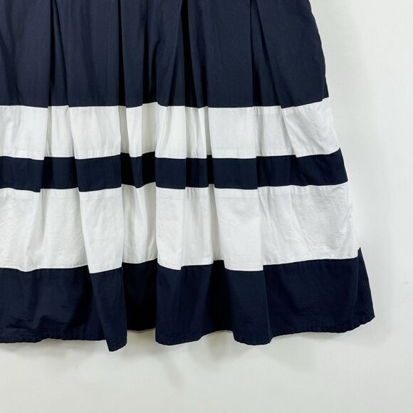 eShakti Women's XL 16 Blue White Stripe Sleeveless Nautical Fit Flare Dress - Picture 3 of 7